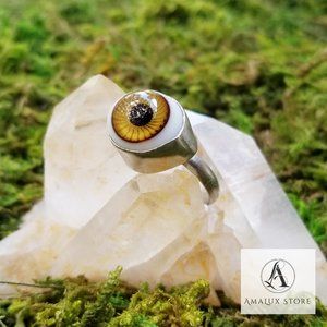 Unique Hazel Evil Eye Silver Ring